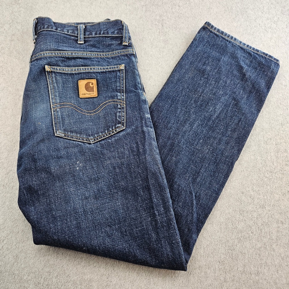 CARHARTT Jeans Mens 32 Blue Denim Straight Leg Work In Progress Streetwear